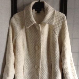 NWT Style & Co Women's L White Wool Long Coat